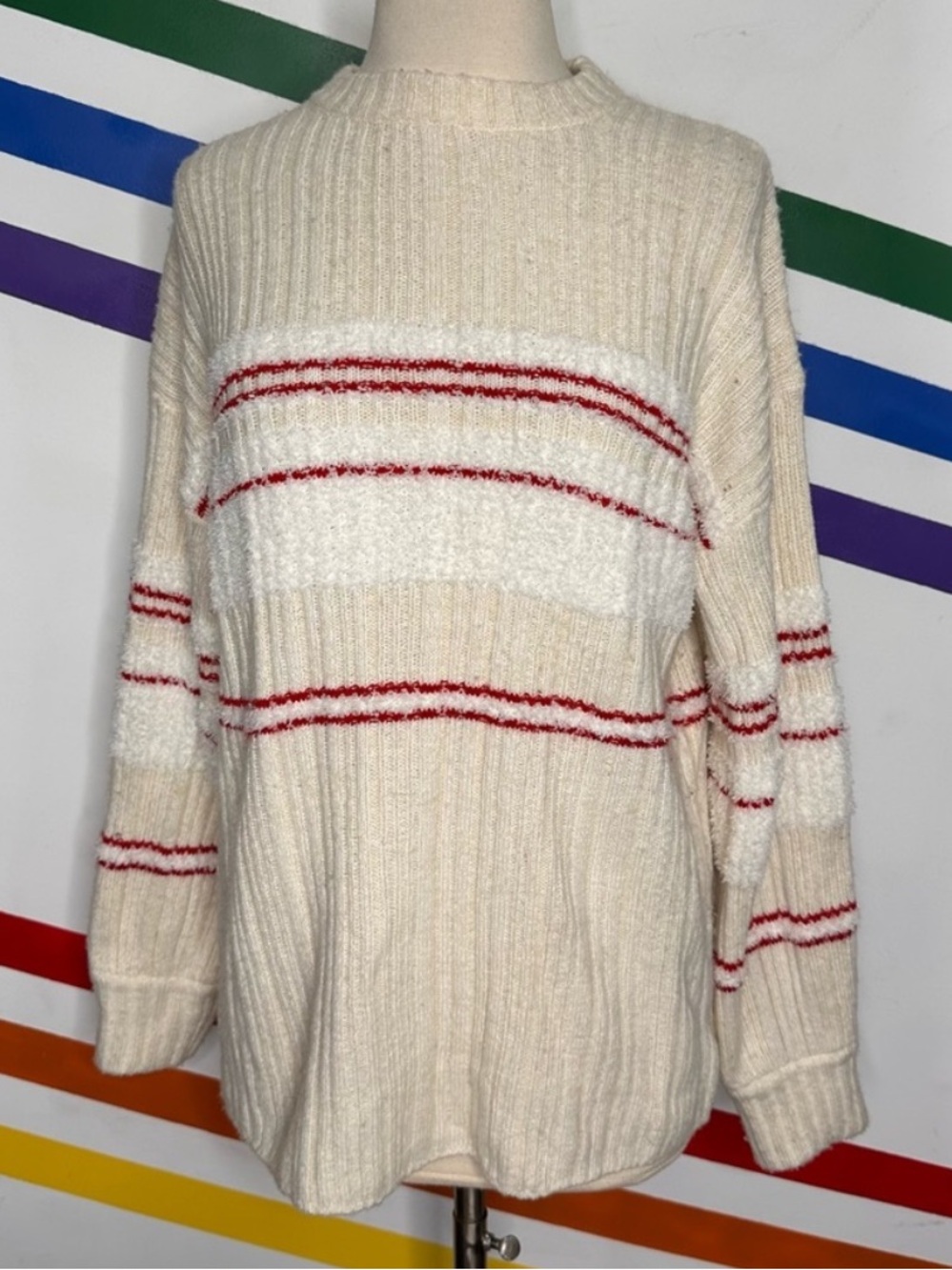 Urban outfitters snuggle up oversized sweater 90s/Y2K style stripes size s